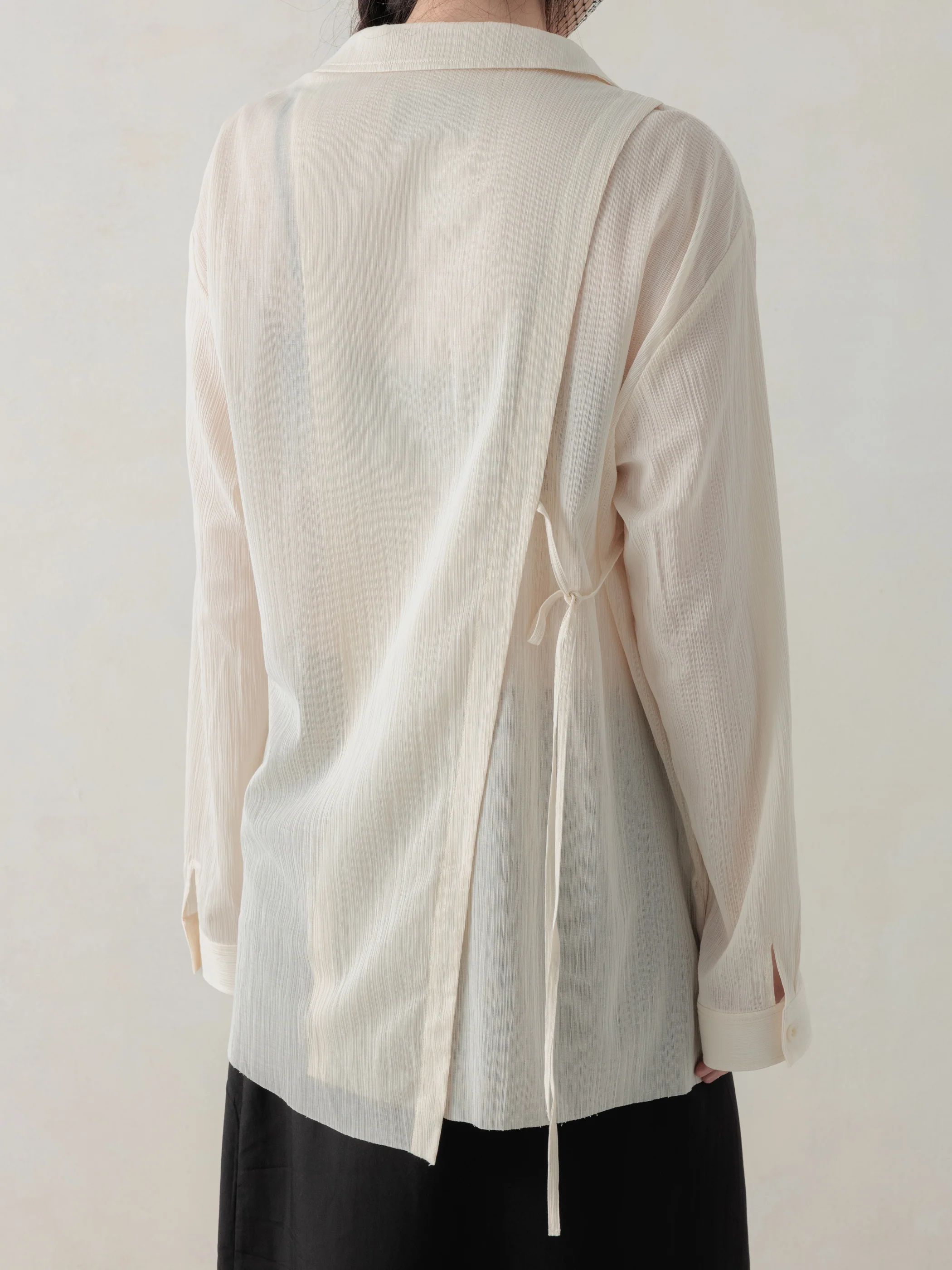 26SS WMS|Structured Oversized Shirt (Beige) - Image 3