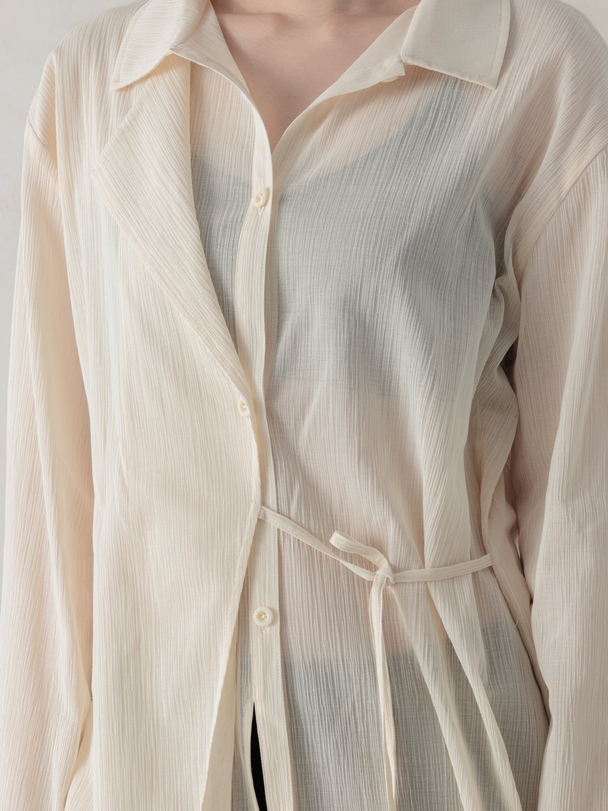 26SS WMS|Structured Oversized Shirt (Beige) - Image 5