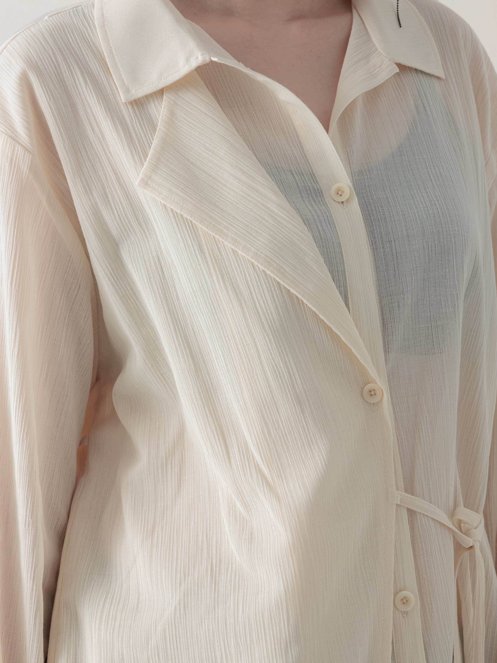 26SS WMS|Structured Oversized Shirt (Beige) - Image 7