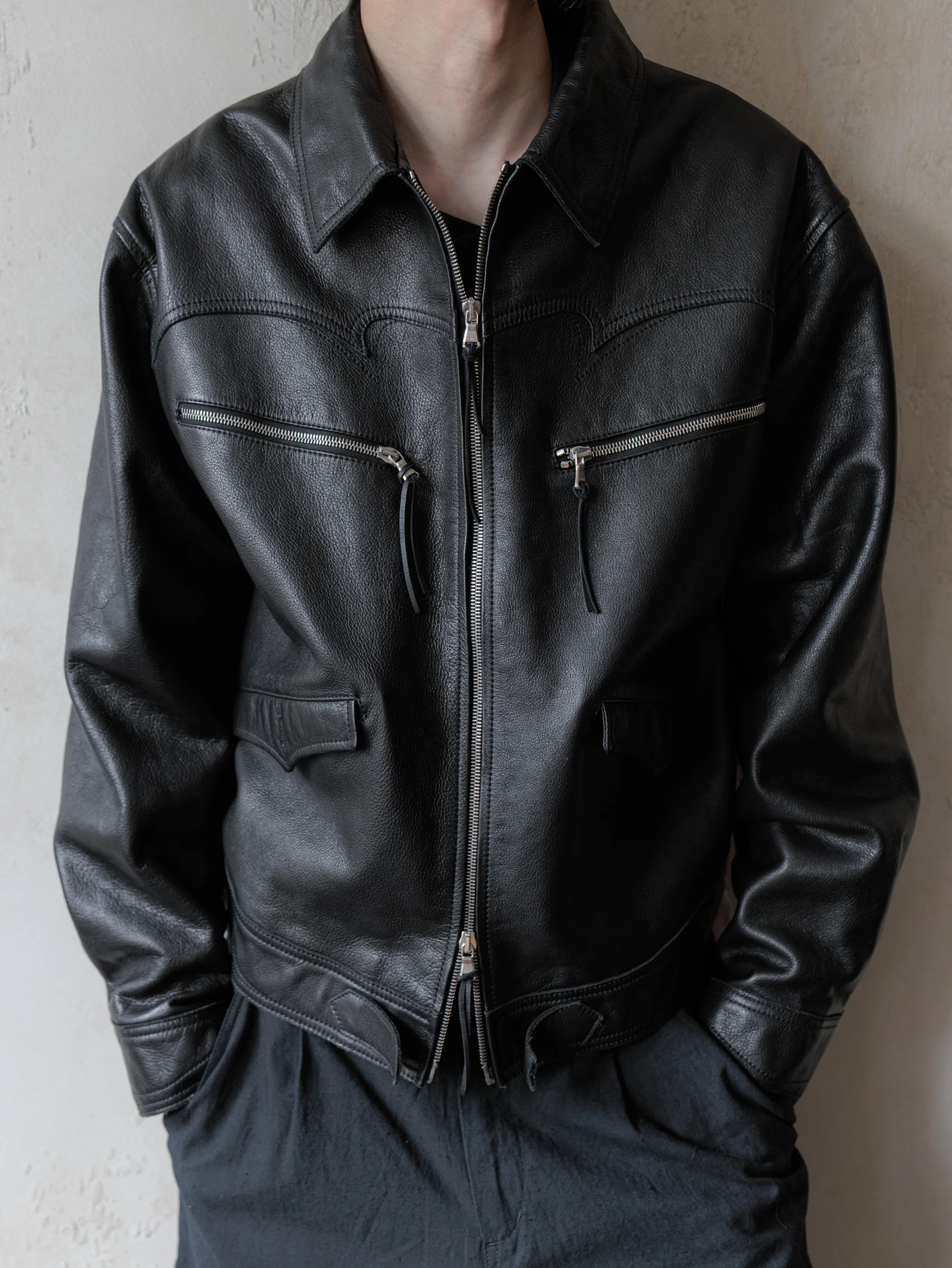 Forgotten Materials|Cyclist Leather Jacket - Image 9