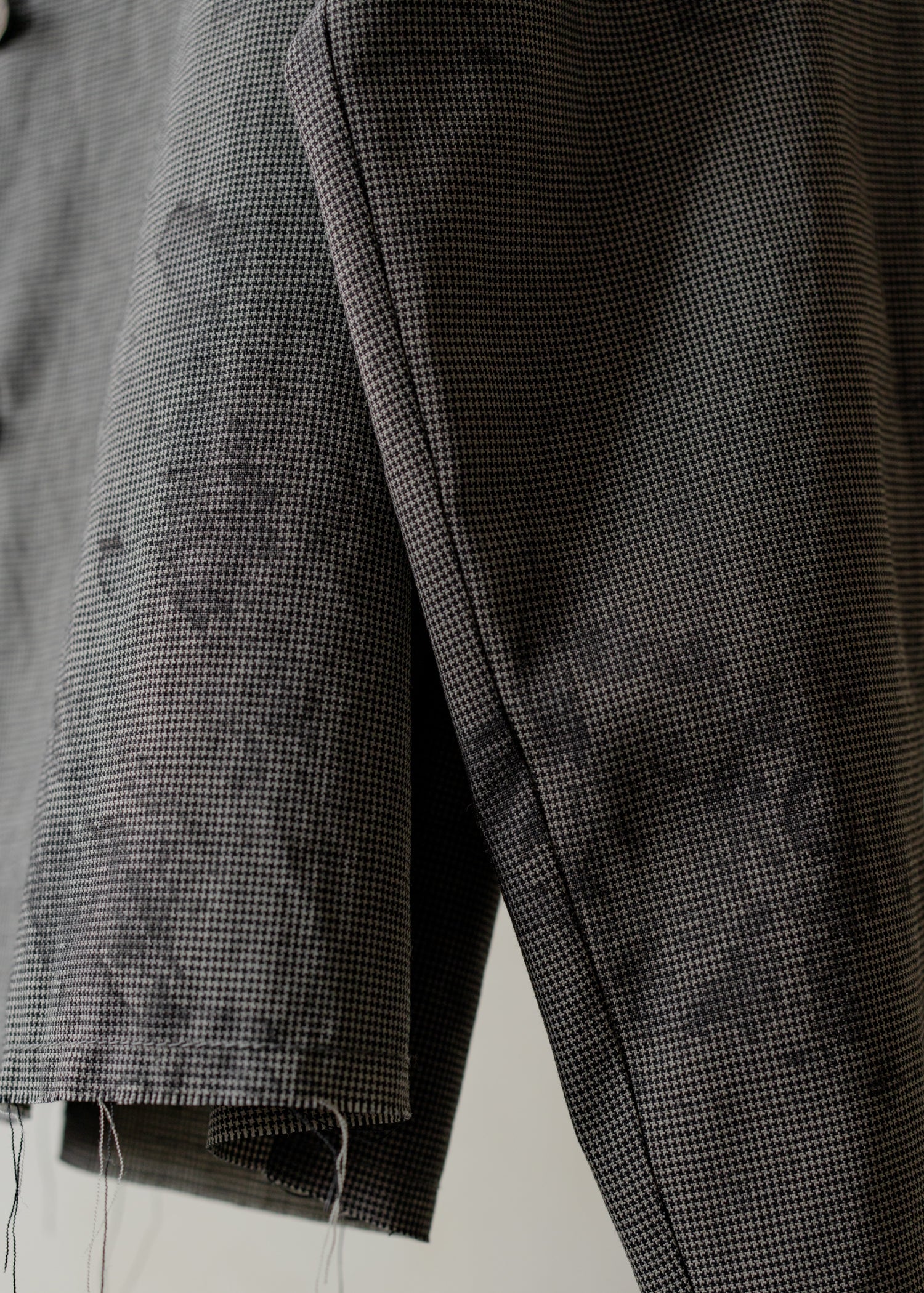 Forgotten Materials|Double-breasted Collarless Shirt (Tainted Check) - Image 3